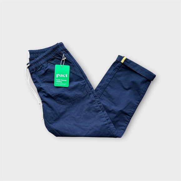 Pact Pants - Pact Straight Leg Organic Cotton Twill Pull On Pants Navy Blue size M *NWT*